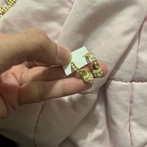 Gold and Rhinestone Hoop Earrings